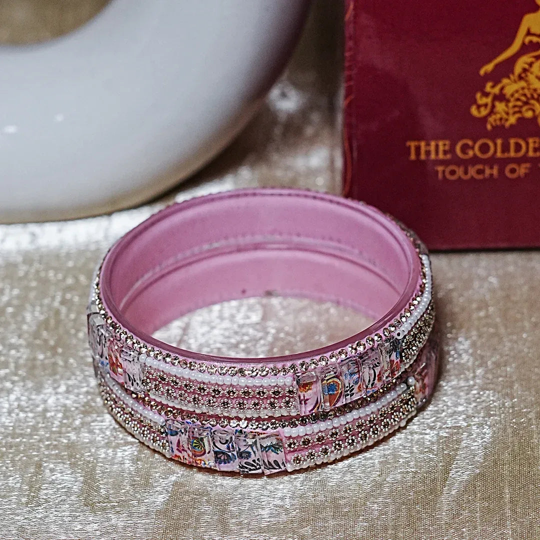 Women’s Glass Kada Bangles (Pack of 2) - The Golden Cascade
