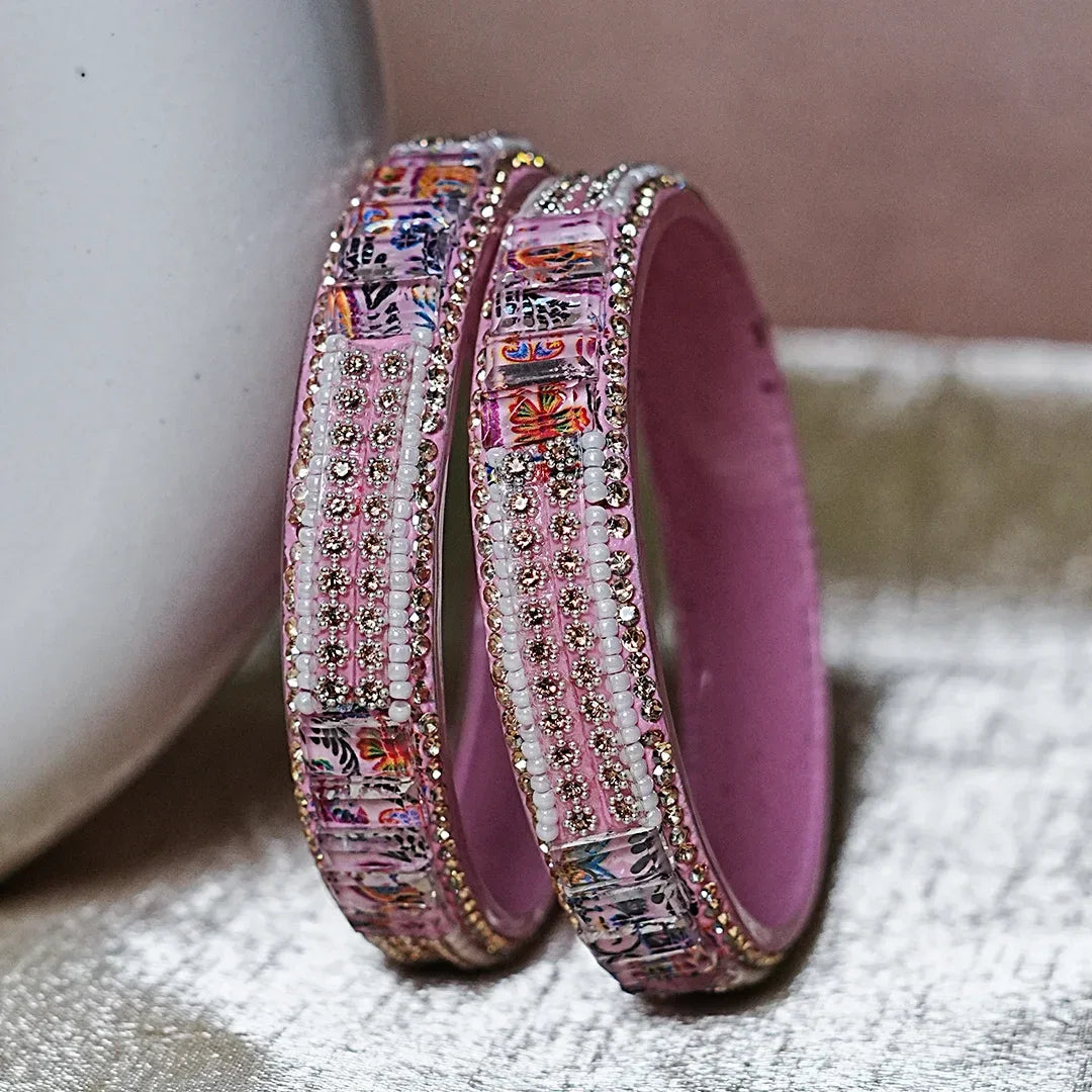 Women’s Glass Kada Bangles (Pack of 2) - The Golden Cascade