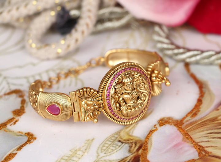 Antique Bracelet for Women & Girls with Laxmi Design Gold Plated Finish | Perfect for Everyday Wear & Parties