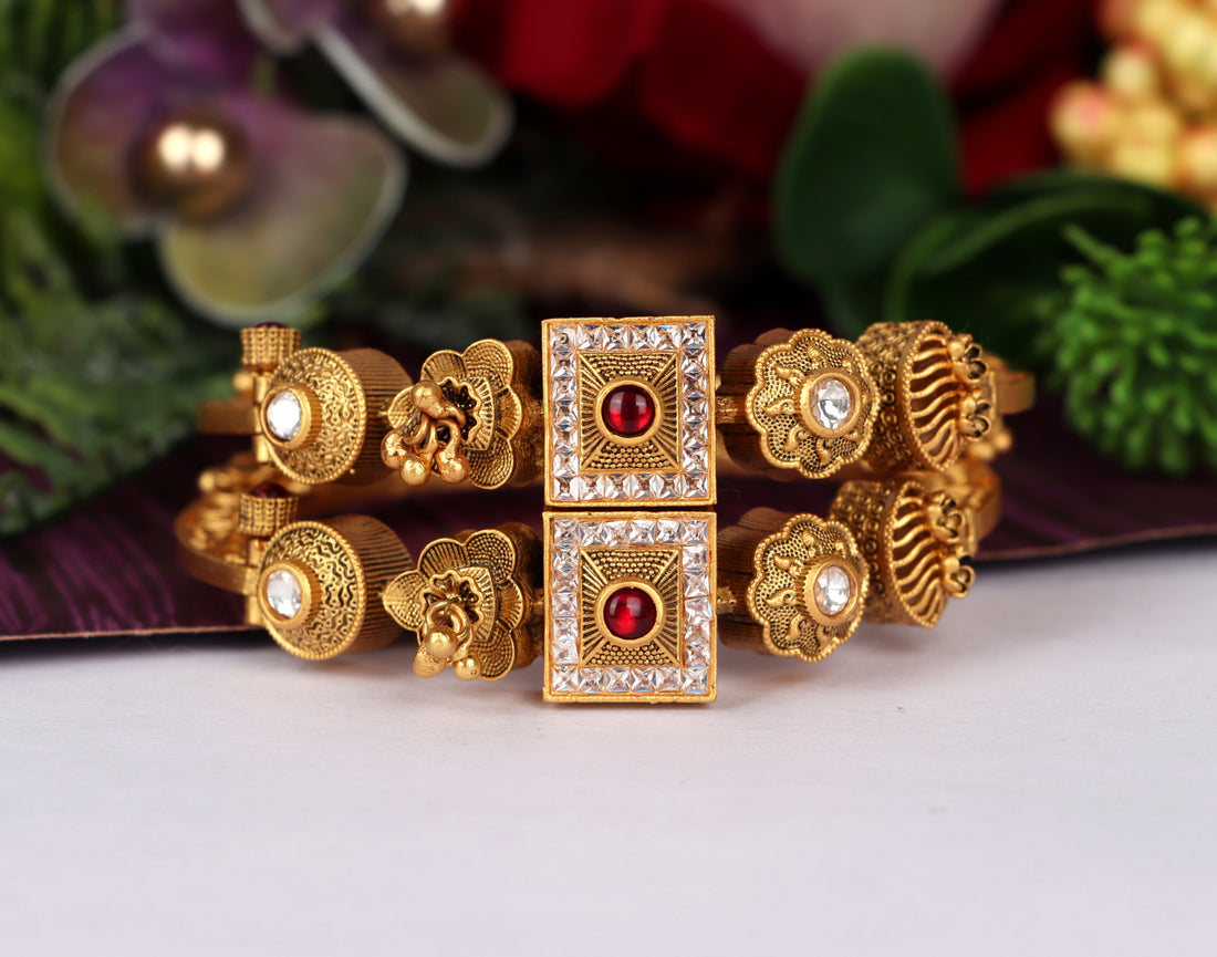 Antique Design Bracelet for Women & Girls with Golden Finish Brass | Perfect for Everyday Wear & Parties