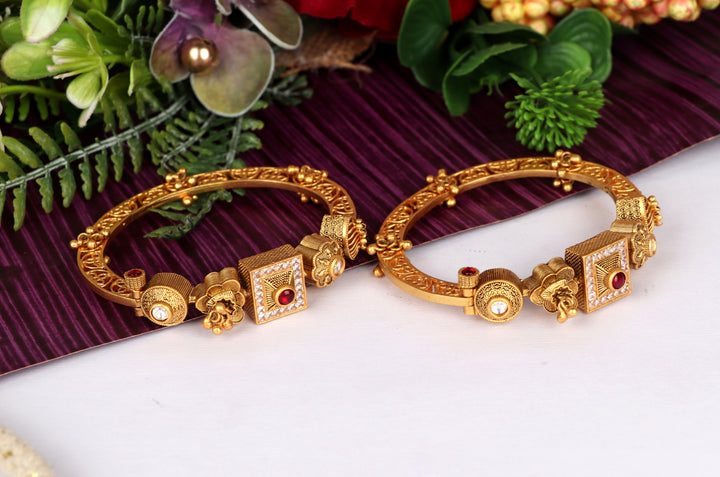 Antique Design Bracelet for Women & Girls with Golden Finish Brass | Perfect for Everyday Wear & Parties