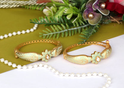 Antique Design Gold Plated with Stone Studded Bracelet for Women & Girls