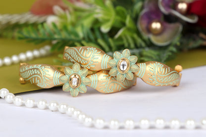 Antique Design Gold Plated with Stone Studded Bracelet for Women & Girls