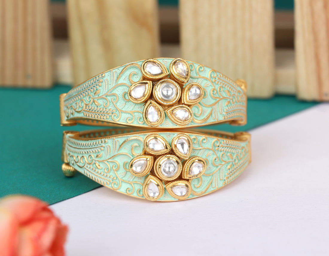 Stylish Design Gold Plated with Stone Studded Bracelet for Women & Girls