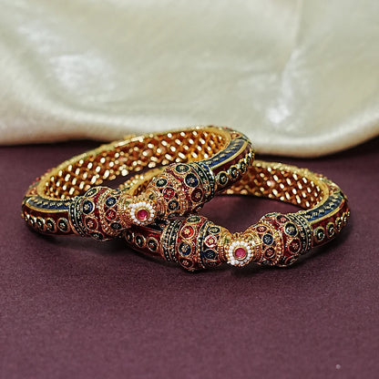 Traditional Meenakari Work Brass Kada – Handcrafted Jewellery for Women (Pack of 2)