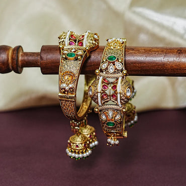 Premium Brass Kada with Jhumki Bangle for Women (Pack of 2)