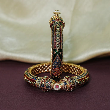 Traditional Meenakari Work Brass Kada – Handcrafted Jewellery for Women (Pack of 2)