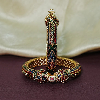 Traditional Meenakari Work Brass Kada – Handcrafted Jewellery for Women (Pack of 2)