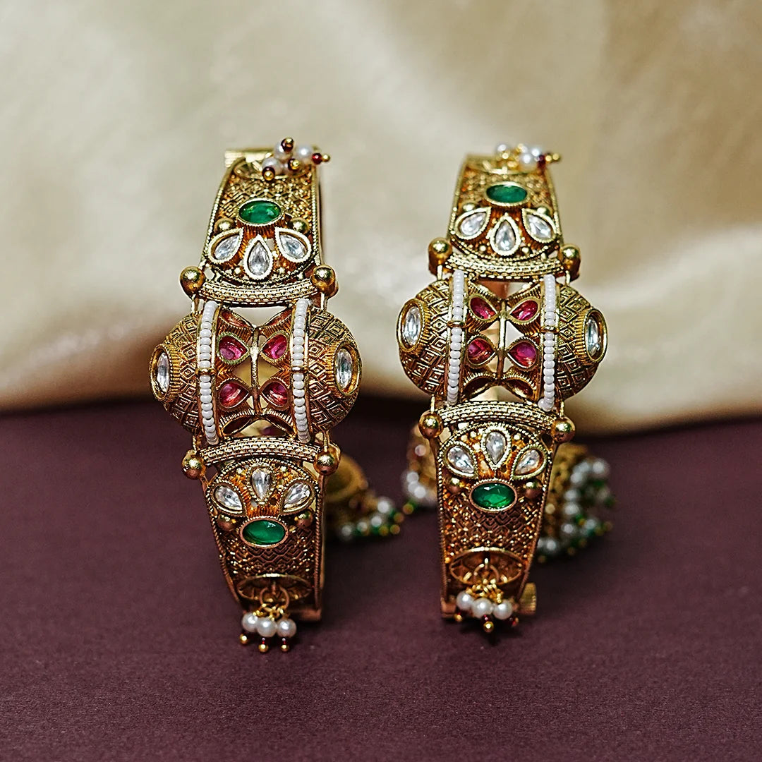 Premium Brass Kada with Jhumki Bangle for Women (Pack of 2)