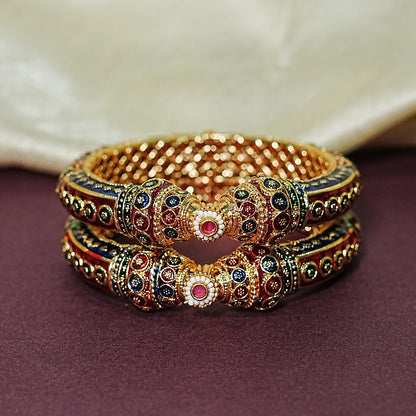 Traditional Meenakari Work Brass Kada – Handcrafted Jewellery for Women (Pack of 2)