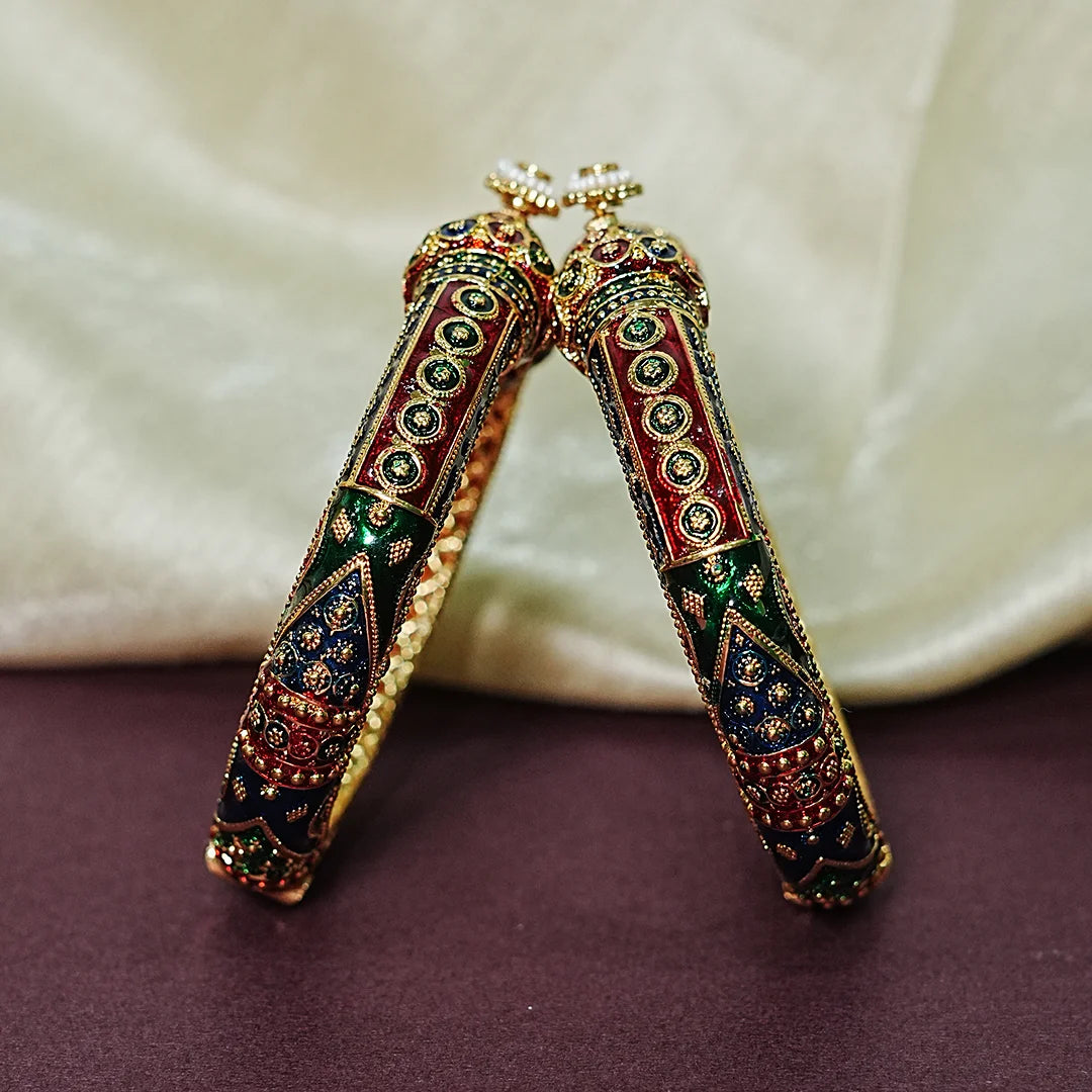 Traditional Meenakari Work Brass Kada – Handcrafted Jewellery for Women (Pack of 2)