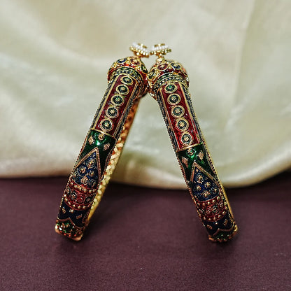 Traditional Meenakari Work Brass Kada – Handcrafted Jewellery for Women (Pack of 2)