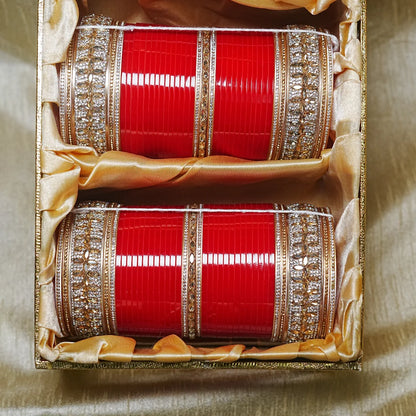 Handcrafted Bridal Chura Set with Kundan Work & Traditional Design for Women (Both Hand)