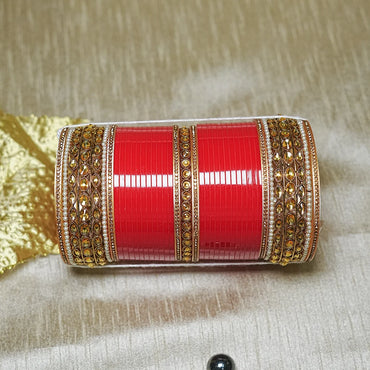 Stylish Bridal Chura Set with Kundan Work & Traditional Design for Women (Both Hand)