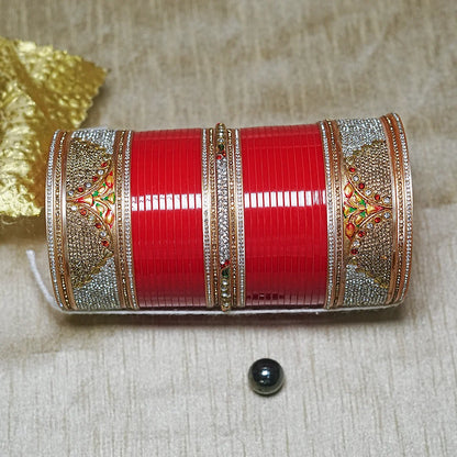 Traditional Bridal Chura Set with Kundan Work & Traditional Design for Women (Both Hand)