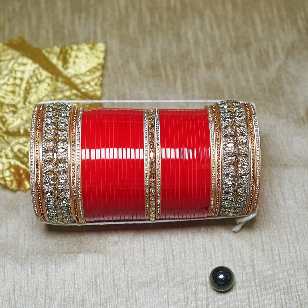 Handcrafted Bridal Chura Set with Kundan Work & Traditional Design for Women (Both Hand)