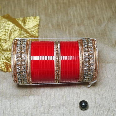 Handcrafted Bridal Chura Set with Kundan Work & Traditional Design for Women (Both Hand)