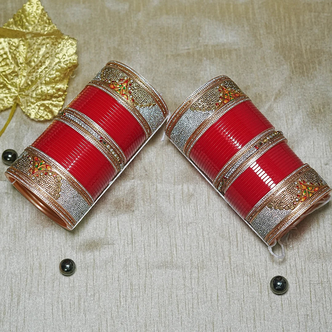 Traditional Bridal Chura Set with Kundan Work & Traditional Design for Women (Both Hand)
