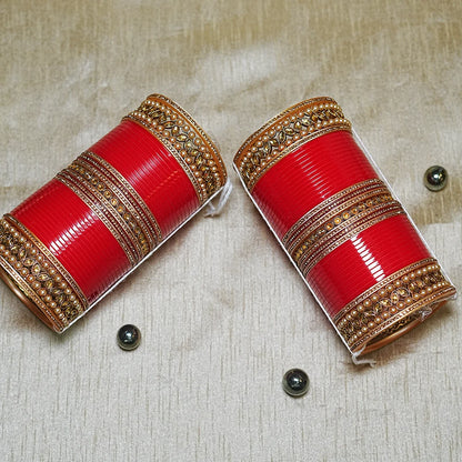 Royal Look Bridal Chura Set with Kundan Work & Traditional Design for Women (Both Hand)