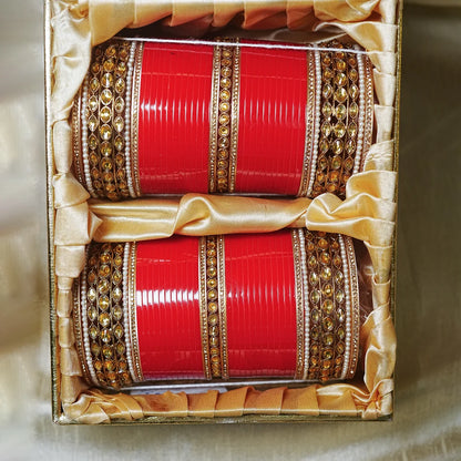Stylish Bridal Chura Set with Kundan Work & Traditional Design for Women (Both Hand)