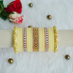 Cream Wedding Chura Set with Kundan Work for Women (Both Hands)