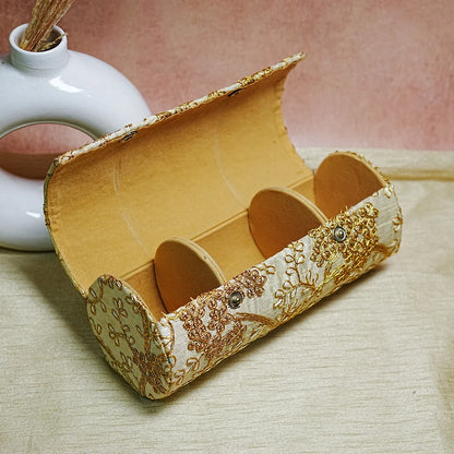 Handcrafted Embroidered Wooden Bangle Storage Box (3 Section)