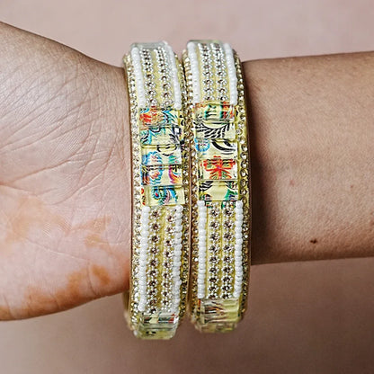 Women’s Glass Kada Bangles (Pack of 2) - The Golden Cascade