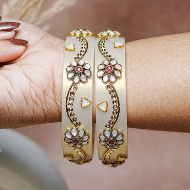 Premium Acrylic Kada Bangle for Women - Lightweight Glossy Finish (Pack of 2)