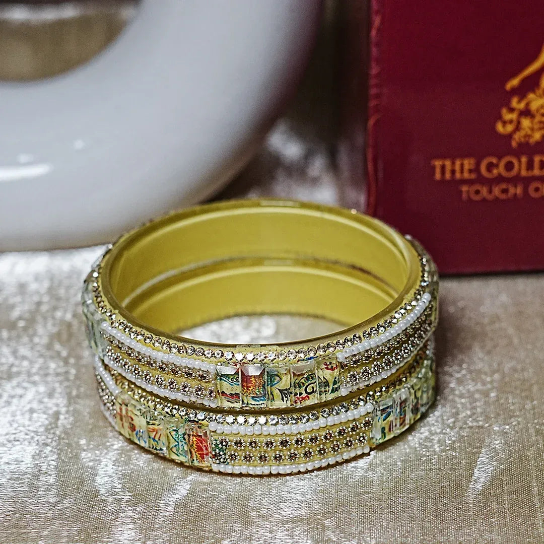 Women’s Glass Kada Bangles (Pack of 2) - The Golden Cascade