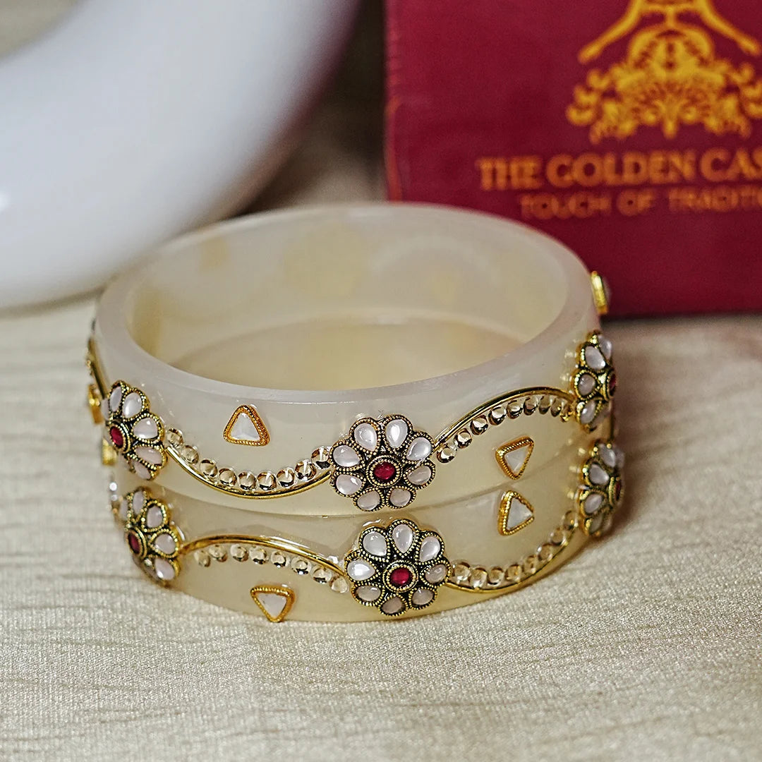 Premium Acrylic Kada Bangle for Women - Lightweight Glossy Finish (Pack of 2)