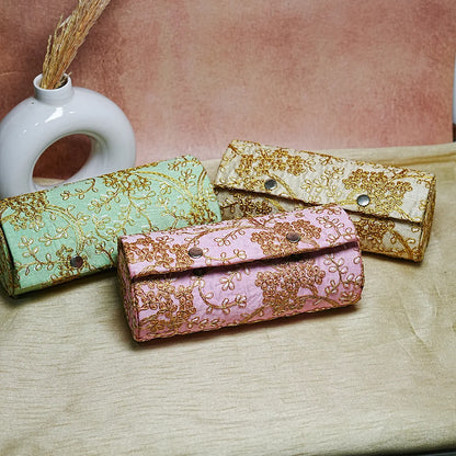 Handcrafted Embroidered Wooden Bangle Storage Box (3 Section)