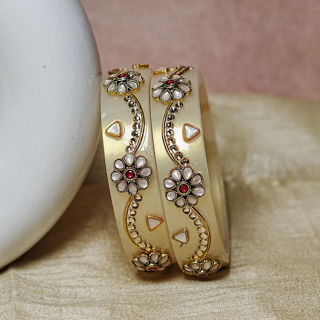 Premium Acrylic Kada Bangle for Women - Lightweight Glossy Finish (Pack of 2)