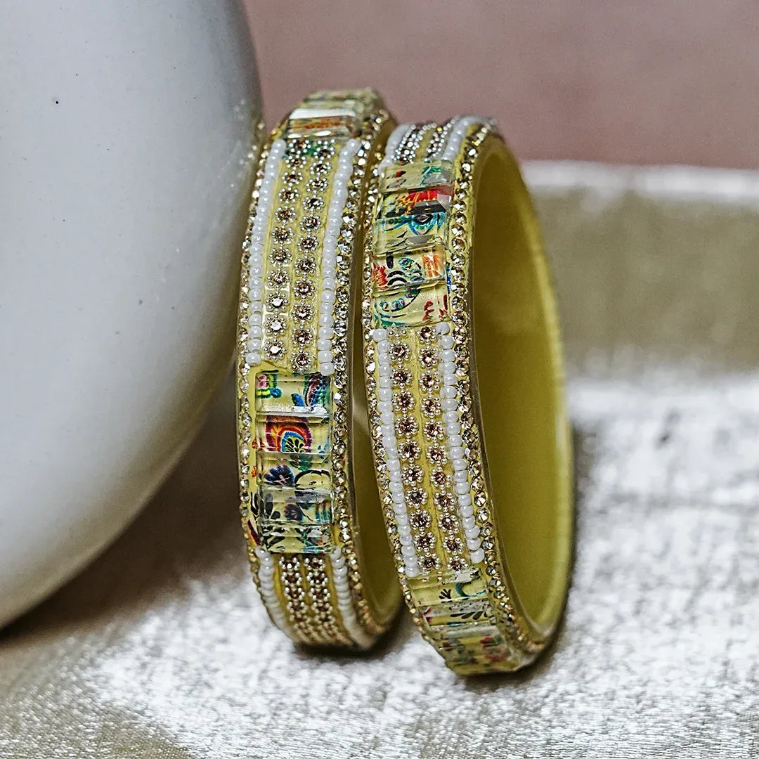 Women’s Glass Kada Bangles (Pack of 2) - The Golden Cascade