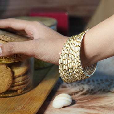 Cream Color Premium Silk Thread Bangle for Women & Girls (Pack of 12)