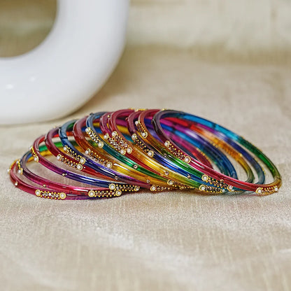 Traditional Lightweight Glass Bangles for Women (Pack of 12)