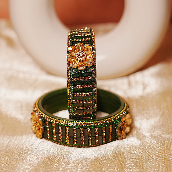 Glass Kada for Women & Girls – Elegant Flower Design (Pack of 2)