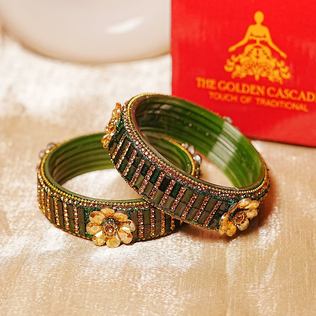 Glass Kada for Women & Girls – Elegant Flower Design (Pack of 2)