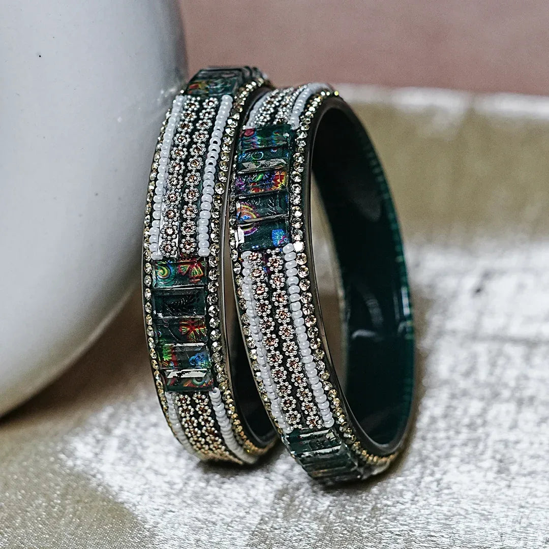 Women’s Glass Kada Bangles (Pack of 2) - The Golden Cascade