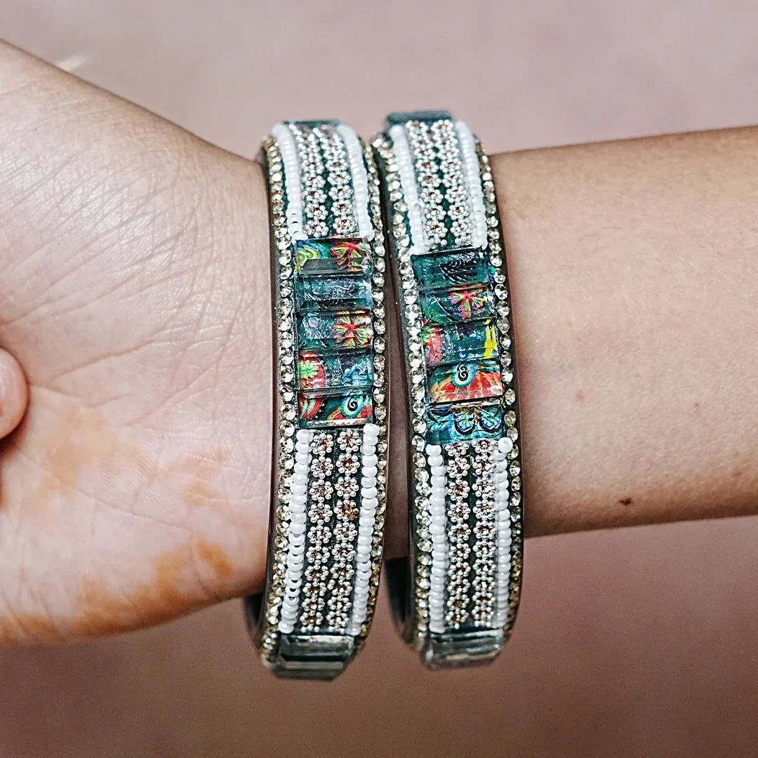 Women’s Glass Kada Bangles (Pack of 2) - The Golden Cascade