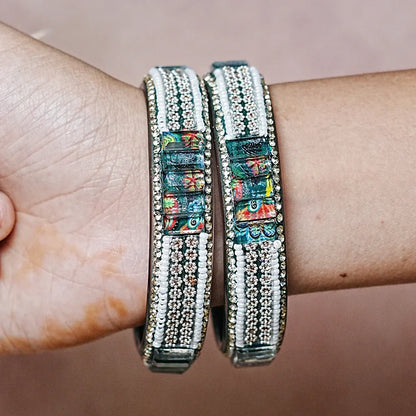 Women’s Glass Kada Bangles (Pack of 2) - The Golden Cascade