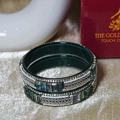 Women’s Glass Kada Bangles (Pack of 2) - The Golden Cascade