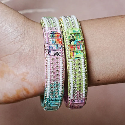 Women’s Glass Kada Bangles (Pack of 2) - The Golden Cascade