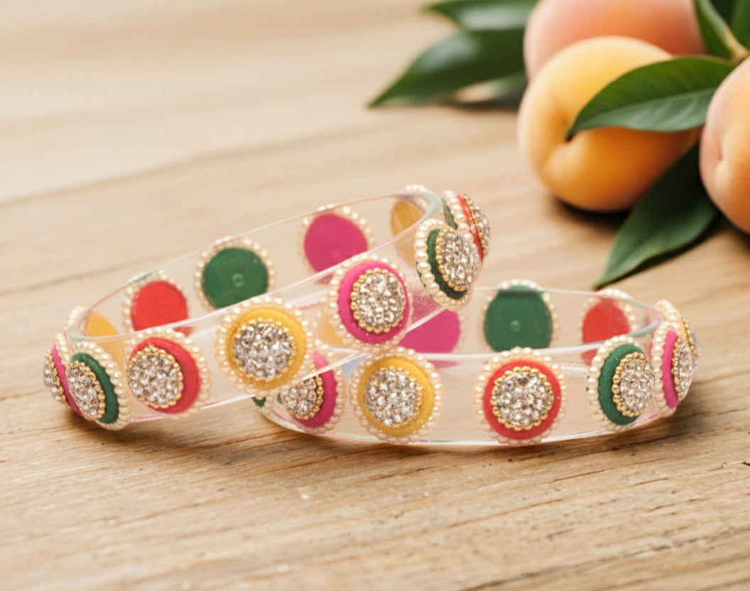 Stylish Transparent Glass Kada for Women & Girls – (Pack of 2)