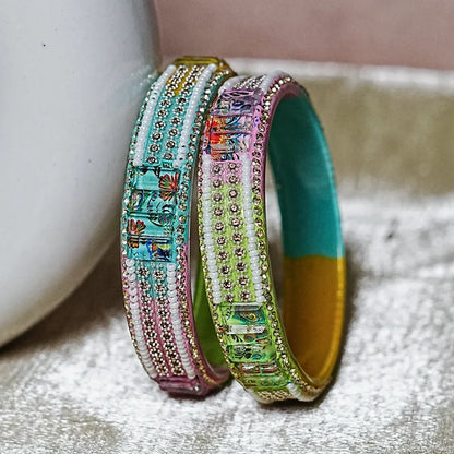 Women’s Glass Kada Bangles (Pack of 2) - The Golden Cascade