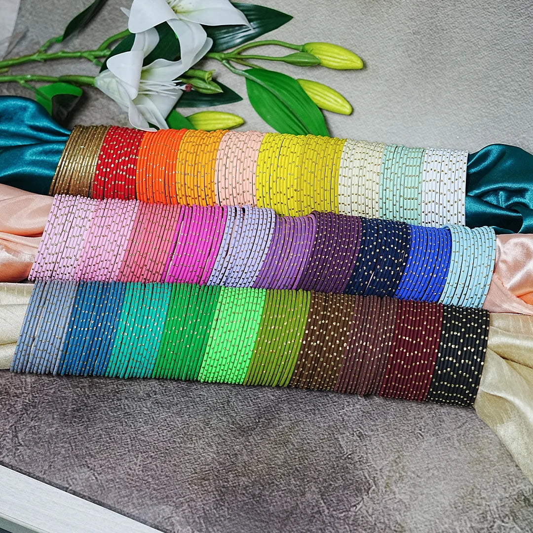 Premium Metal Bangles Combo | Matte Finish Dot Design for Women & Girls (Pack of 30 Dozen)