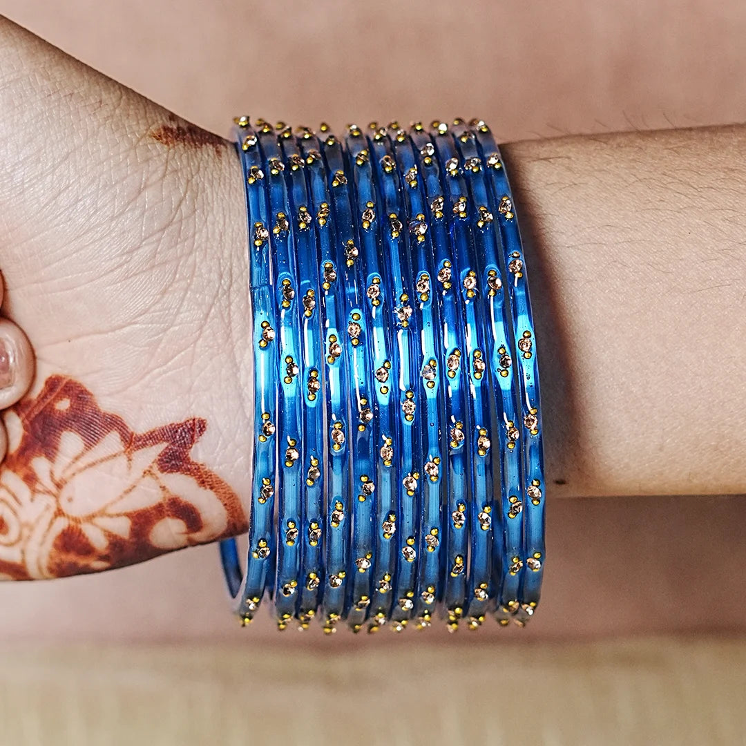 Traditional Lightweight Glass Bangles for Women (Pack of 12)