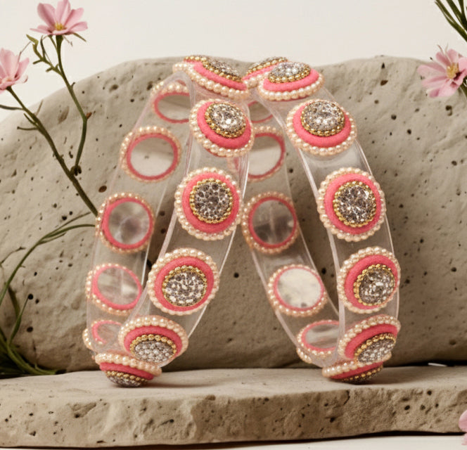 Stylish Transparent Glass Kada for Women & Girls – (Pack of 2)