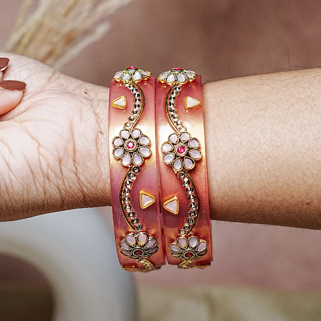 Premium Acrylic Kada Bangle for Women - Lightweight Glossy Finish (Pack of 2)
