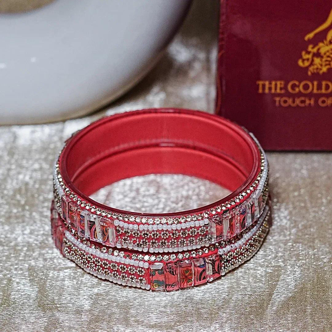 Women’s Glass Kada Bangles (Pack of 2) - The Golden Cascade