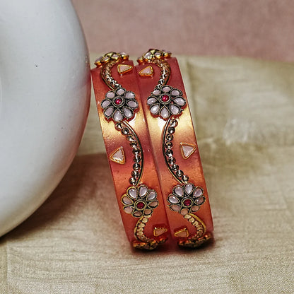 Premium Acrylic Kada Bangle for Women - Lightweight Glossy Finish (Pack of 2)